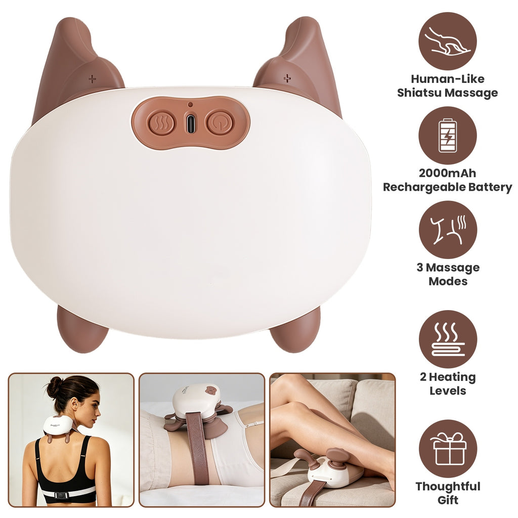 Cordless heated neck and shoulder massager